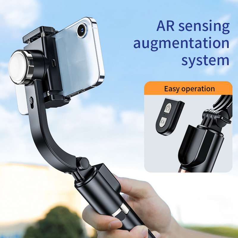 4 viename Anti Shake Gimbal stabilizatorius Su Bluetooth suderinamas asmenukių lazdas Kelioninis belaidžio fotoaparato trikojo telefono laikiklis asmenukės lazdele