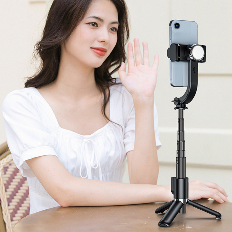 4 viename Anti Shake Gimbal stabilizatorius Su Bluetooth suderinamas asmenukių lazdas Kelioninis belaidžio fotoaparato trikojo telefono laikiklis asmenukės lazdele