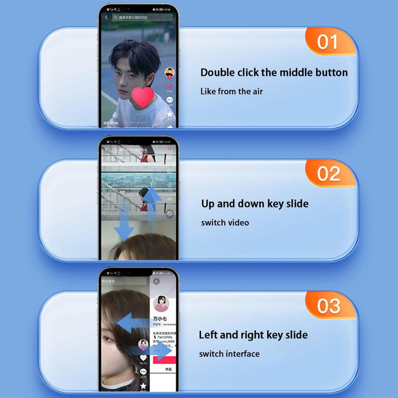 Bluetooth-kompatibilan okretač stranica Tiktok daljinski upravljač na vrhovima prstiju Punjivi daljinski upravljač za selfie kameru Gt66 Bluetooth okretač stranica
