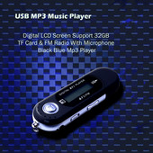 Mini USB MP3 mūzikas atskaņotājs digitālā LCD ekrāna atbalsts 32GB TF karte un FM radio ar mikrofonu melns zils MP3 atskaņotājs