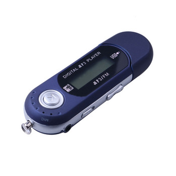 Mini USB MP3 музикален плейър Поддръжка на цифров LCD екран 32GB TF карта и FM радио с микрофон Черен Син Mp3 плейър