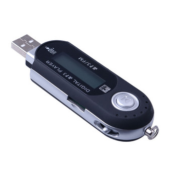 Mini USB MP3 музикален плейър Поддръжка на цифров LCD екран 32GB TF карта и FM радио с микрофон Черен Син Mp3 плейър