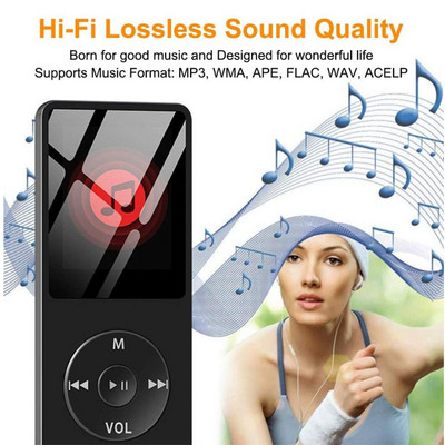 Mini-MP3-mängija Bluetooth-ühilduv kõlar 1,8-tolline Mp4-Fm-raadio Üliõhukesed õpilaste HiFi-muusikamängijad E-raamatute salvestamine Sport