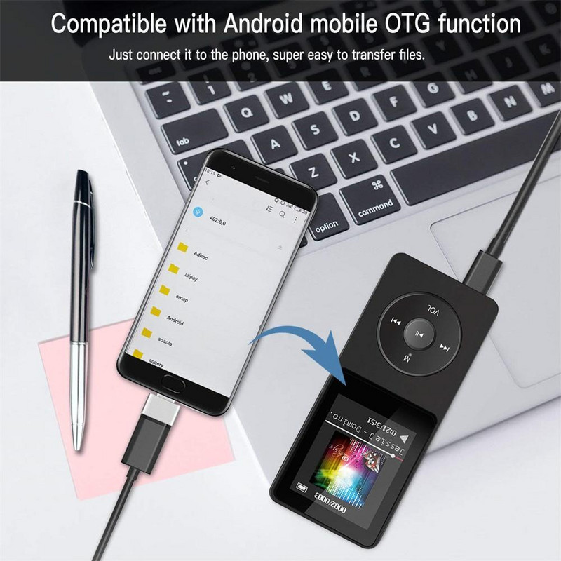 Mini MP3 grotuvas su „Bluetooth“ suderinamas garsiakalbis 1,8 colio Mp4 Fm radijas Itin plonas studentų „HiFi“ muzikos grotuvas Įrašymas el. knyga Sportas