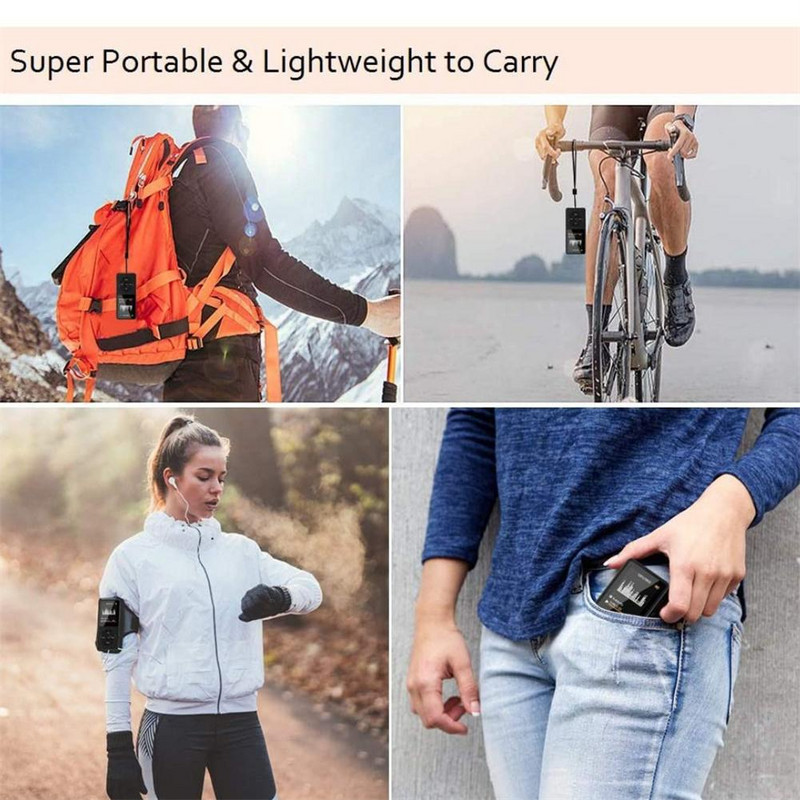 Mini MP3 atskaņotājs Daudzfunkcionāli mūzikas atskaņotāji E-grāmatu ierakstīšana Elektroniskā atmiņas karte 1,8 collu TFT displejs FM stereo radio