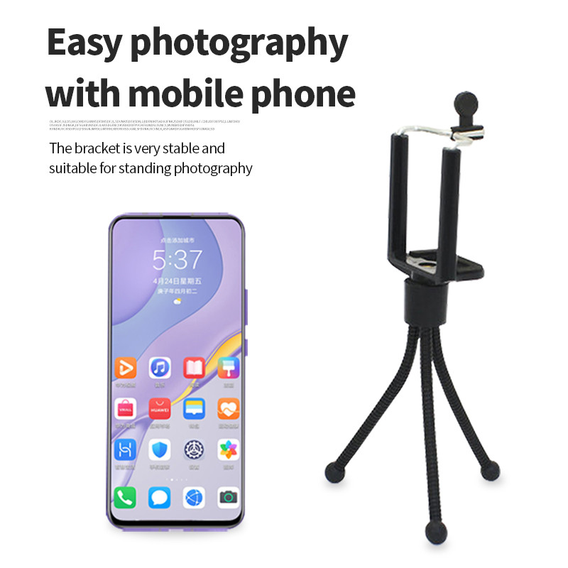 Mini rugalmas háromlábú hordozható, könnyű formájú okostelefon tartó asztali asztali kamerák Go Pro 1/4 csavaros tartótartók