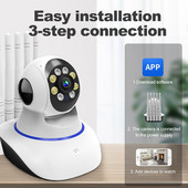 Sigurnosne kamere Lens od 3,6 mm Rotacija od 360 stupnjeva Sveobuhvatni kut gledanja Wi-Fi Infracrvena noćni prikaz visoke razlučivosti 1080p