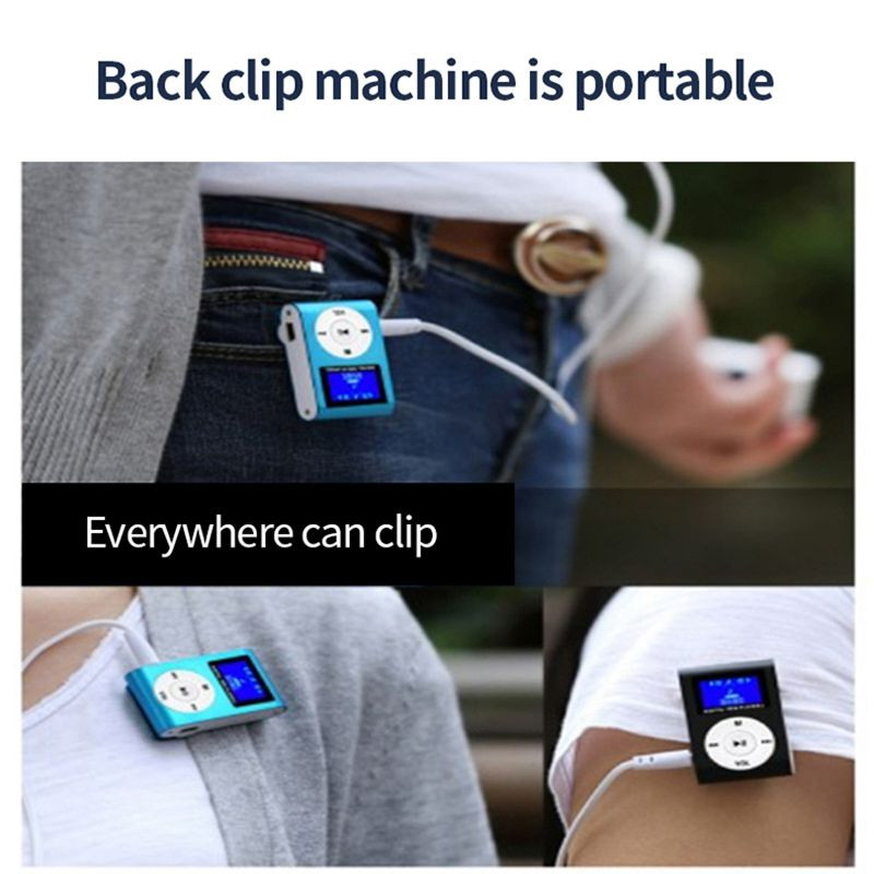 MP3 glazbeni uređaj Mini prijenosni klip MP3 student Walkman podrška 32GB Micro SD TF kartica LCD zaslon Moda Sport Music Player