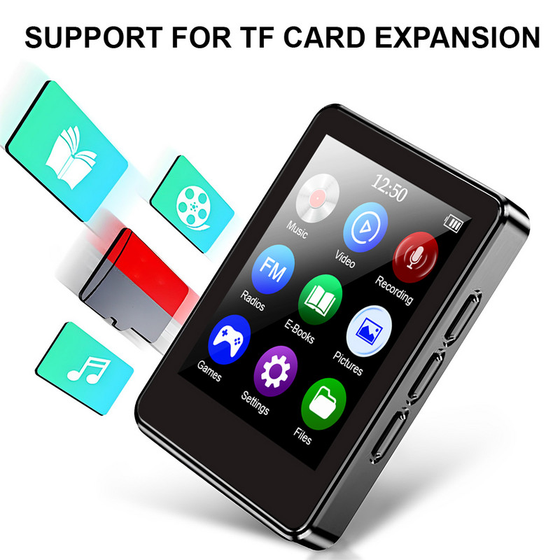 2023. gada jauns MP3 atskaņotājs Bluetooth 4.2 pilnekrāna Walkman portatīvais sporta HIFI mūzikas atskaņotājs MP4 video atskaņotājs FM/e-grāmata/rakstītājs Mp3