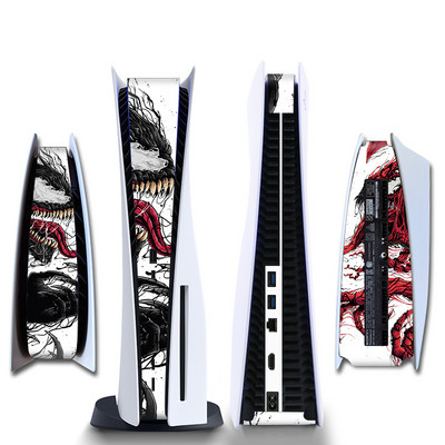 Marvel Spider Man Venom sānu uzlīme Playstation PS5 CQ digitālajai konsolei vidējās daļas saimniekdatora gaismas joslas ādas uzlīme Vinila uzlīme