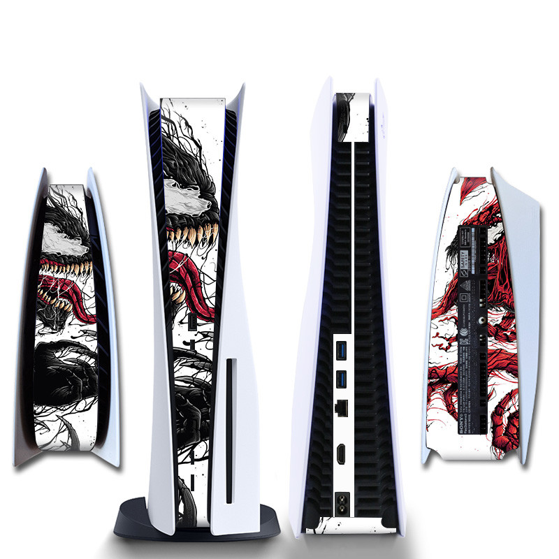 Marvel Spider Man Venom sānu uzlīme Playstation PS5 CQ digitālajai konsolei vidējās daļas saimniekdatora gaismas joslas ādas uzlīme Vinila uzlīme