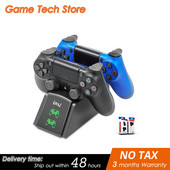 Dubults ātrais lādētājs PS4 kontrolierim USB uzlādes stacijas LED indikatora dokstacija priekš Sony Playstation4/PS4/PS4 Slim/PS4 Pro