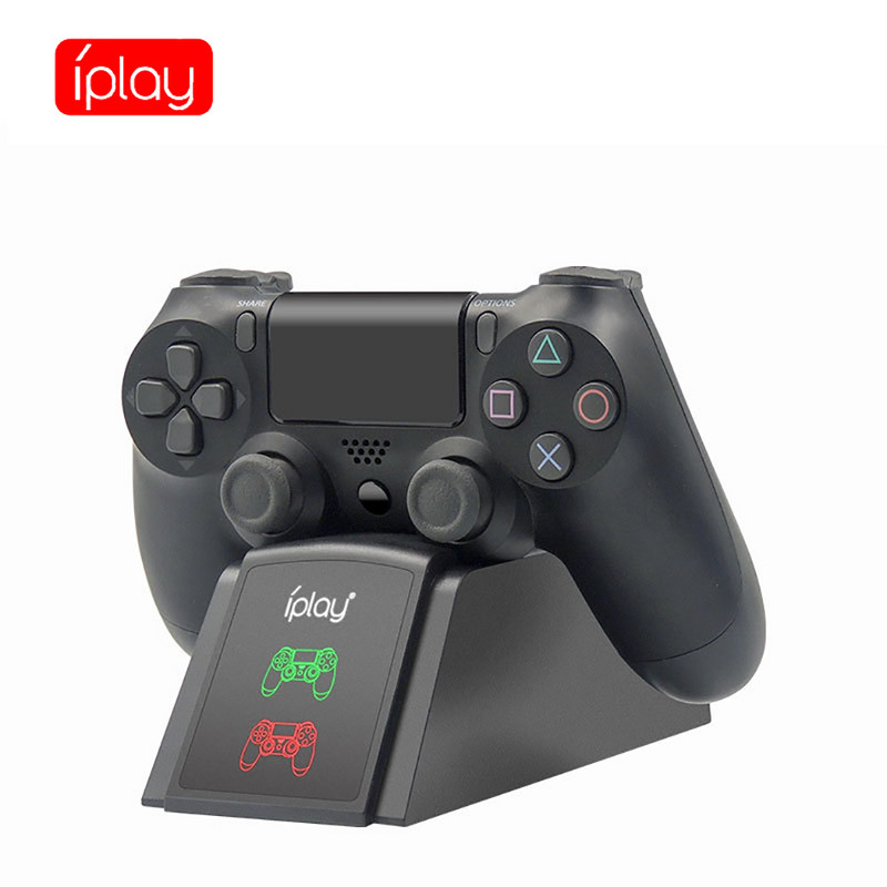 Dubults ātrais lādētājs PS4 kontrolierim USB uzlādes stacijas LED indikatora dokstacija priekš Sony Playstation4/PS4/PS4 Slim/PS4 Pro