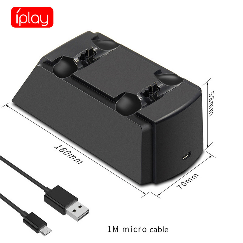 Dubults ātrais lādētājs PS4 kontrolierim USB uzlādes stacijas LED indikatora dokstacija priekš Sony Playstation4/PS4/PS4 Slim/PS4 Pro