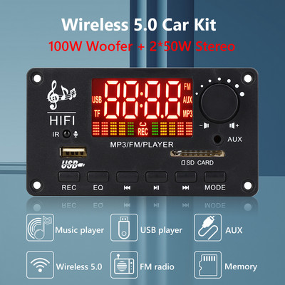 2*50W/2*60W erősítő MP3 lejátszó modul Bluetooth-kompatibilis 5.0 dekóder tábla 12V 50W erősítő autós FM rádió modul mp3 lejátszók