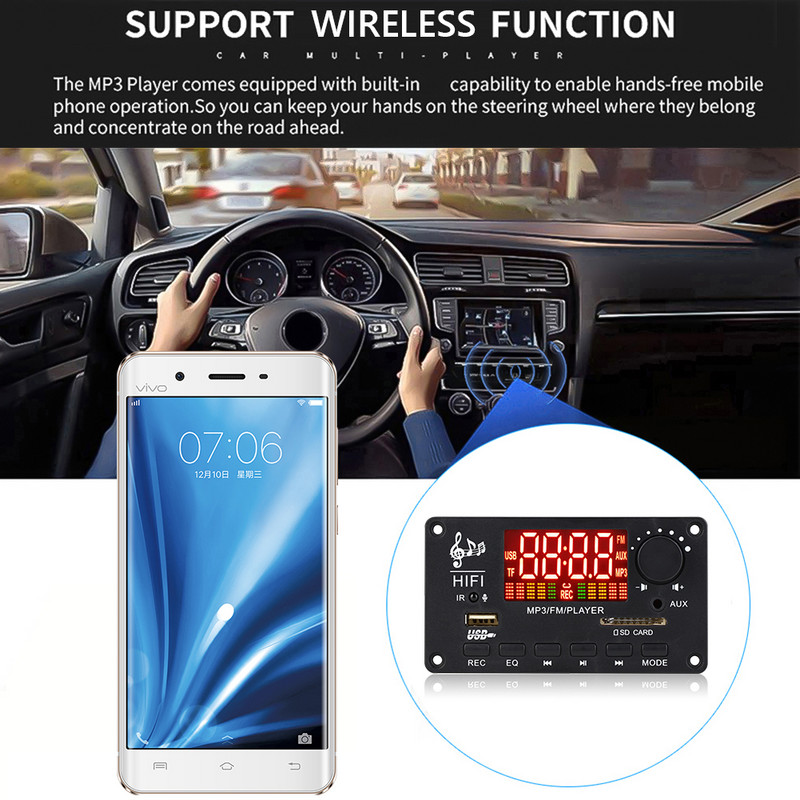 2*50W/2*60W pojačalo Modul MP3 playera Bluetooth-kompatibilna 5.0 dekoderska ploča 12V 50W pojačalo Auto FM radio modul mp3 playeri