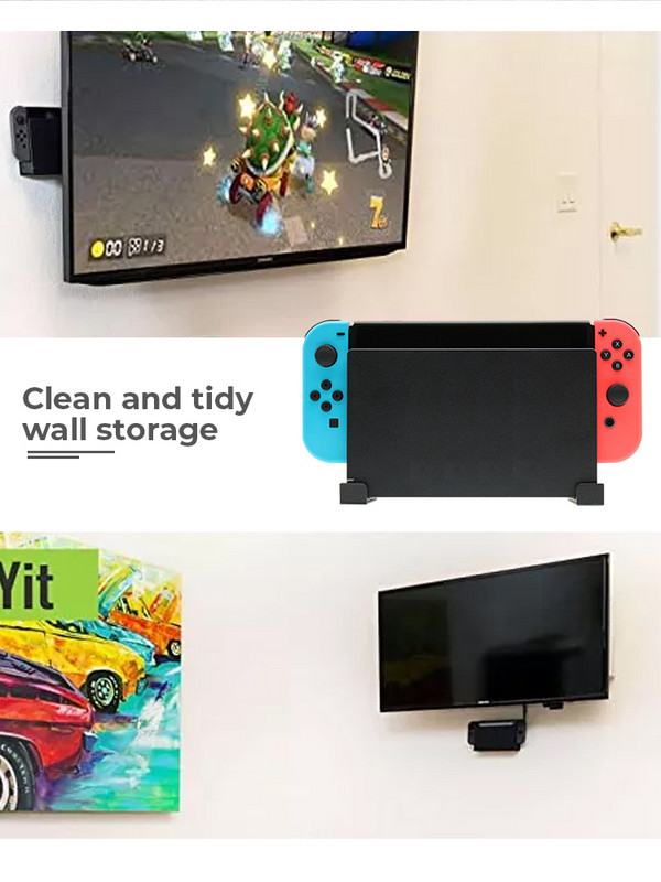DATA FROG Sienas atbalsta stiprinājuma turētājs Gredzeni Pakaramais sienas gleznojuma statīvs Nintendo Switch Joycon Oled TV bāzes dokstacijas kontroliera piederumi