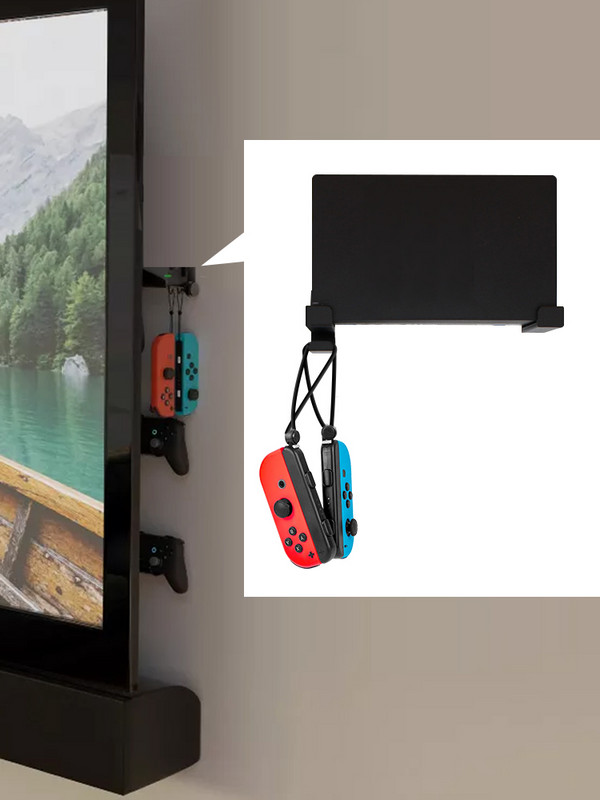 DATA FROG Sienas atbalsta stiprinājuma turētājs Gredzeni Pakaramais sienas gleznojuma statīvs Nintendo Switch Joycon Oled TV bāzes dokstacijas kontroliera piederumi