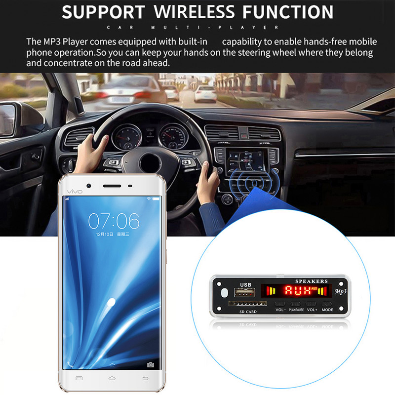 2X25/30/40/60W pojačalo MP3 player Bluetooth-kompatibilan 5.0 audio modul podržava snimanje FM radio ploča MP3 dekodera za automobil