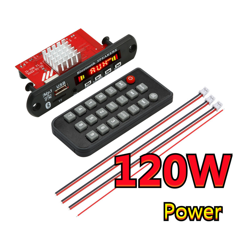 DC 7V-24V 2*60W pojačalo MP3 dekoder ploča 120W MP3 player Bluetooth V5.0 USB modul FM AUX radio snimanje za zvučnik