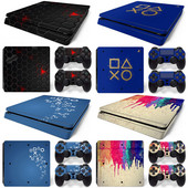 За PS4 Slim Console и 2 контролера Стикер на кожата PS4 Геометричен дизайн Подвижен капак PVC Винил