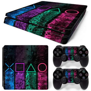 Για PS4 Slim Console και 2 Controllers Skin Sticker PS4 Geometry Design Αφαιρούμενο κάλυμμα PVC βινυλίου