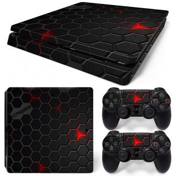 Για PS4 Slim Console και 2 Controllers Skin Sticker PS4 Geometry Design Αφαιρούμενο κάλυμμα PVC βινυλίου