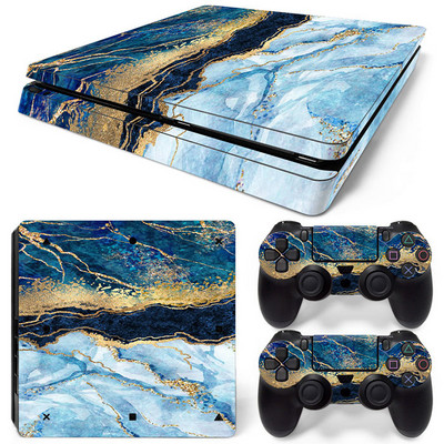 За PS4 Slim Console и 2 контролера Стикер на кожата PS4 Геометричен дизайн Подвижен капак PVC Винил