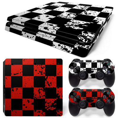За PS4 Slim Console и 2 контролера Стикер на кожата PS4 Геометричен дизайн Подвижен капак PVC Винил