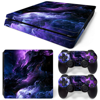 За PS4 Slim Console и 2 контролера Стикер на кожата PS4 Геометричен дизайн Подвижен капак PVC Винил