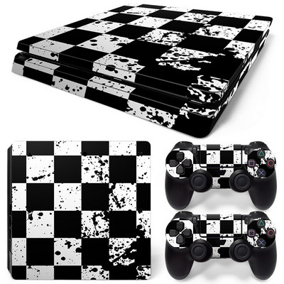 За PS4 Slim Console и 2 контролера Стикер на кожата PS4 Геометричен дизайн Подвижен капак PVC Винил