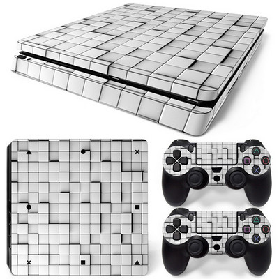 За PS4 Slim Console и 2 контролера Стикер на кожата PS4 Геометричен дизайн Подвижен капак PVC Винил