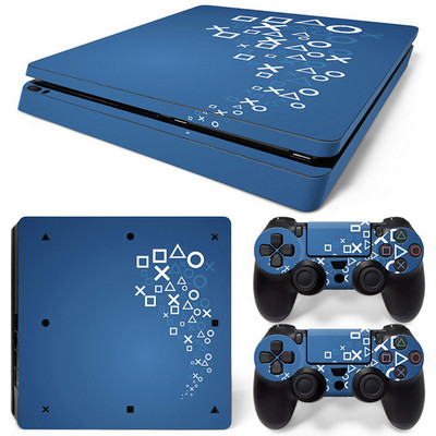 За PS4 Slim Console и 2 контролера Стикер на кожата PS4 Геометричен дизайн Подвижен капак PVC Винил