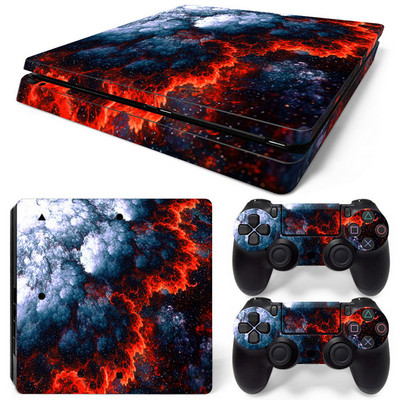 За PS4 Slim Console и 2 контролера Стикер на кожата PS4 Геометричен дизайн Подвижен капак PVC Винил