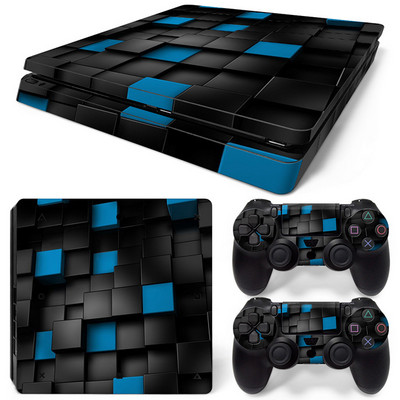 За PS4 Slim Console и 2 контролера Стикер на кожата PS4 Геометричен дизайн Подвижен капак PVC Винил