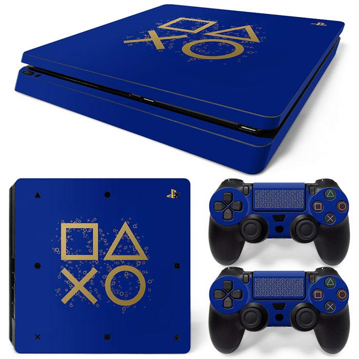 Za PS4 Slim konzolu i 2 kontrolera Naljepnica za kožu PS4 Geometry Design Odvojivi poklopac PVC vinil