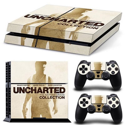 uncharted 4 naujo dizaino valdiklio vinilo lipdukas, skirtas PS4 Decal Skin Cover, skirtas PS4 konsolei + 2 vnt valdiklio apsauginiai apvalkalai
