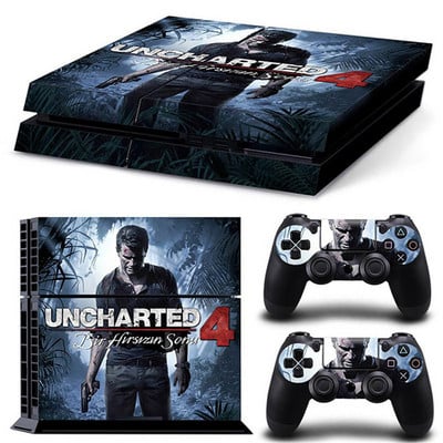 uncharted 4 naujo dizaino valdiklio vinilo lipdukas, skirtas PS4 Decal Skin Cover, skirtas PS4 konsolei + 2 vnt valdiklio apsauginiai apvalkalai
