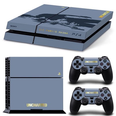 uncharted 4 naujo dizaino valdiklio vinilo lipdukas, skirtas PS4 Decal Skin Cover, skirtas PS4 konsolei + 2 vnt valdiklio apsauginiai apvalkalai