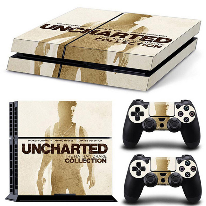 uncharted 4 naujo dizaino valdiklio vinilo lipdukas, skirtas PS4 Decal Skin Cover, skirtas PS4 konsolei + 2 vnt valdiklio apsauginiai apvalkalai