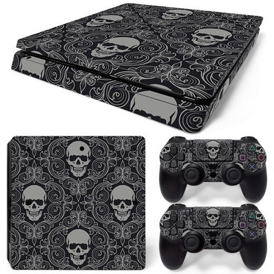 Koponya kialakítású PVC bőrmatrica PS4 vékony konzolhoz és vezérlők matricái PS4 vékony bőréhez