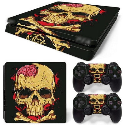 Koponya kialakítású PVC bőrmatrica PS4 vékony konzolhoz és vezérlők matricái PS4 vékony bőréhez