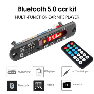 M15B Bluetooth 5.0 Car Kit Wireless MP3 Dekoderis Plokštė Garsas 9V-12V WMA Automobilinis muzikos grotuvas Modulis Lossless Audio USB AUX TF Radijas