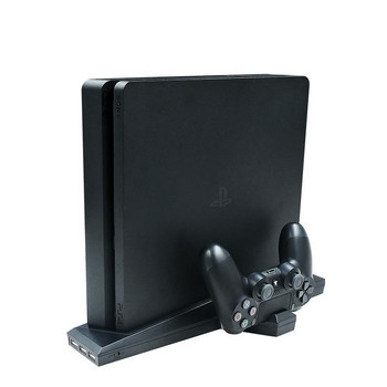 Зареждаща станция Скоба за охладител за PS4 / PS4 Тънка вертикална стойка с вентилатор за охлаждане Контролер Зарядно устройство за SONY Playstation 4