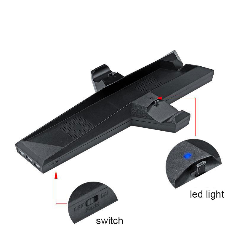 Stanica za punjenje Nosač hladnjaka za PS4 / PS4 tanko okomito postolje s kontrolerom ventilatora za hlađenje Punjač za SONY Playstation 4