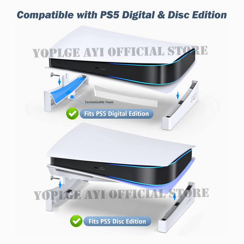 Naujausias PS5 patobulintas sraigtinio tvirtinimo dizaino stovas, horizontalus pagrindas, skirtas Sony Playstation 5 diskams ir skaitmeninių leidimų konsolės priedams