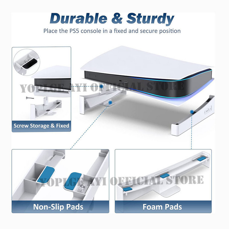 Naujausias PS5 patobulintas sraigtinio tvirtinimo dizaino stovas, horizontalus pagrindas, skirtas Sony Playstation 5 diskams ir skaitmeninių leidimų konsolės priedams