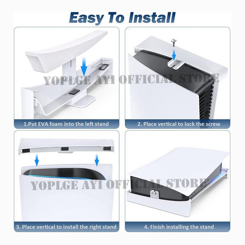 Naujausias PS5 patobulintas sraigtinio tvirtinimo dizaino stovas, horizontalus pagrindas, skirtas Sony Playstation 5 diskams ir skaitmeninių leidimų konsolės priedams