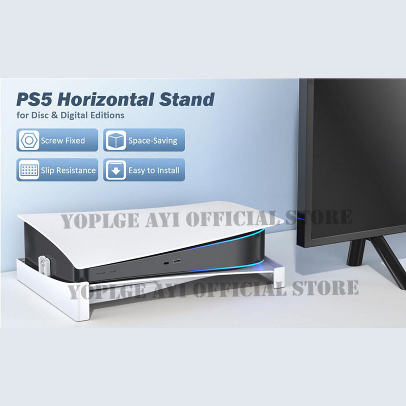 Naujausias PS5 patobulintas sraigtinio tvirtinimo dizaino stovas, horizontalus pagrindas, skirtas Sony Playstation 5 diskams ir skaitmeninių leidimų konsolės priedams