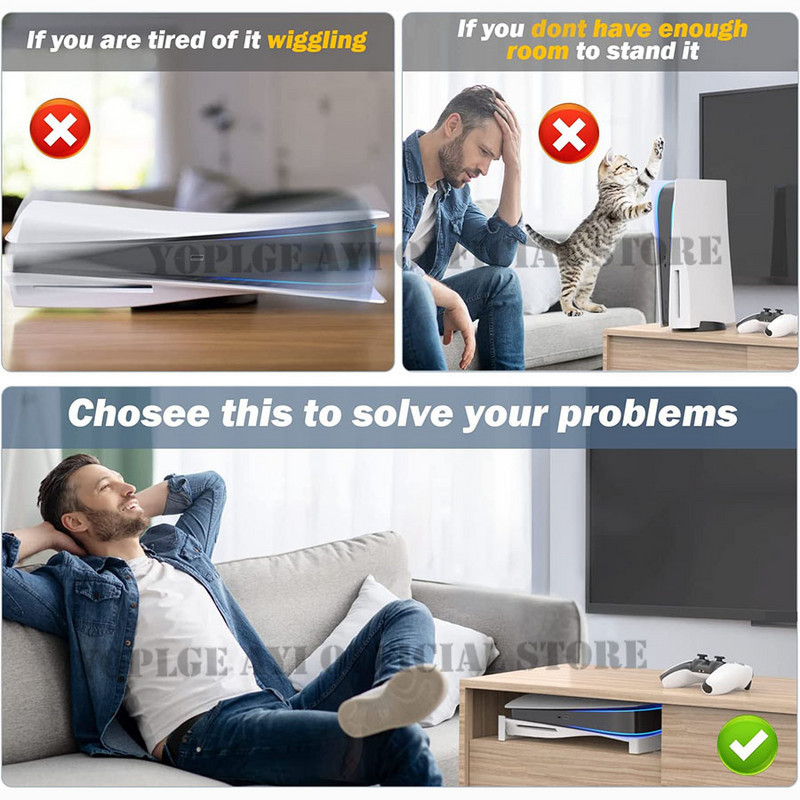 Naujausias PS5 patobulintas sraigtinio tvirtinimo dizaino stovas, horizontalus pagrindas, skirtas Sony Playstation 5 diskams ir skaitmeninių leidimų konsolės priedams